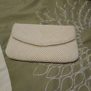 Beautiful pearl beaded clutch w/ strap